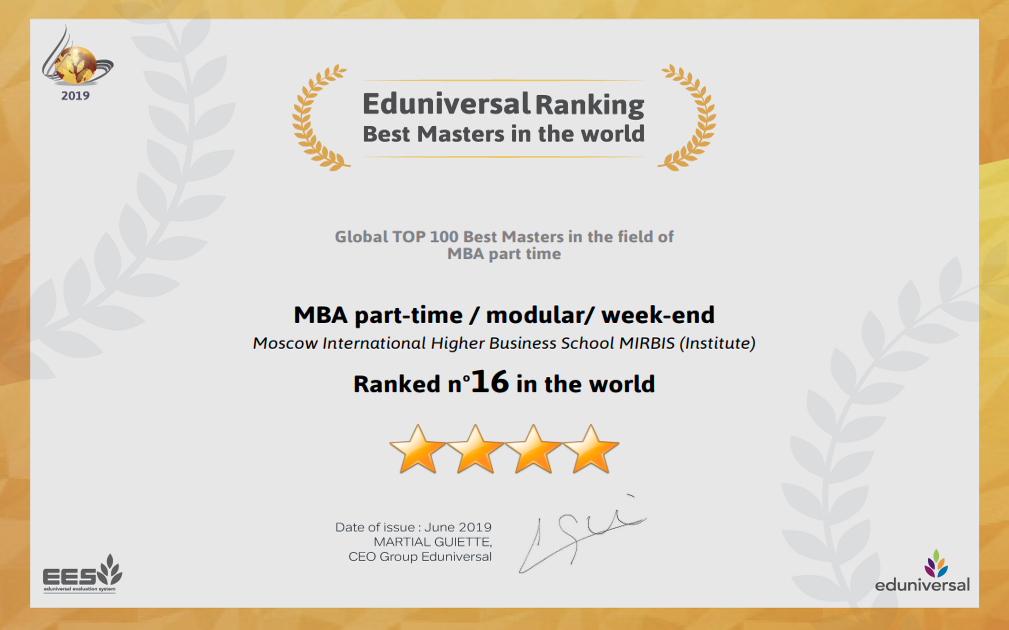 Программы MBA и Executive MBA отмечены в международном ренкинге The Best Masters & MBA Ranking 2019